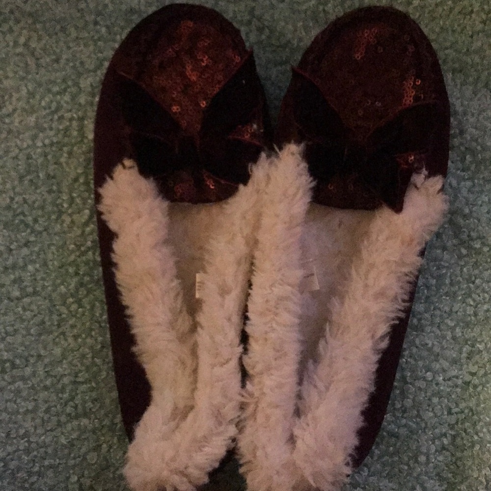 Sparkly Sequin Burgundy American Eagle Slippers